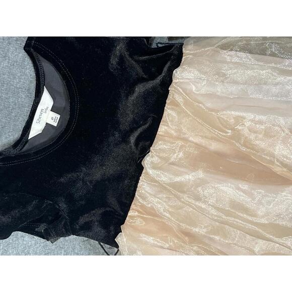 NWT 52seven Littles Toddler Girls' Black Velvet and Beige Organza Dress 3T - Picture 2 of 6